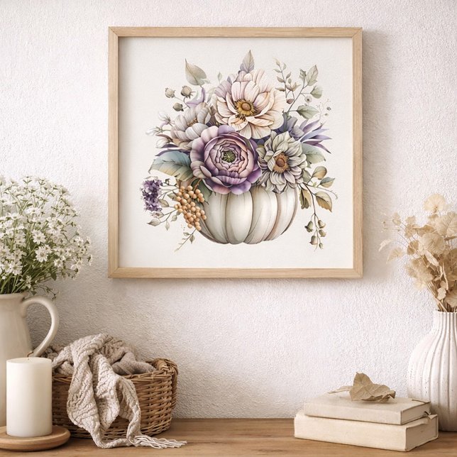 Elegant Neutral Pumpa Blommig Höst Cottage  Poster (Skapare uppladdad)