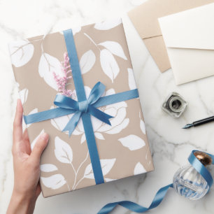 Elegant neutral ros vit blommönster presentpapper
