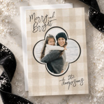 Elegant neutral rutig fyrklöver familjefoto