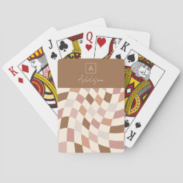 Elegant Neutral Rutig Personlig Monogram Casinokort