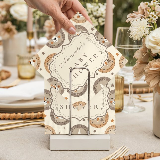 Elegant Neutral Safari Lion Baby Shower Pappersservett (Skapare uppladdad)