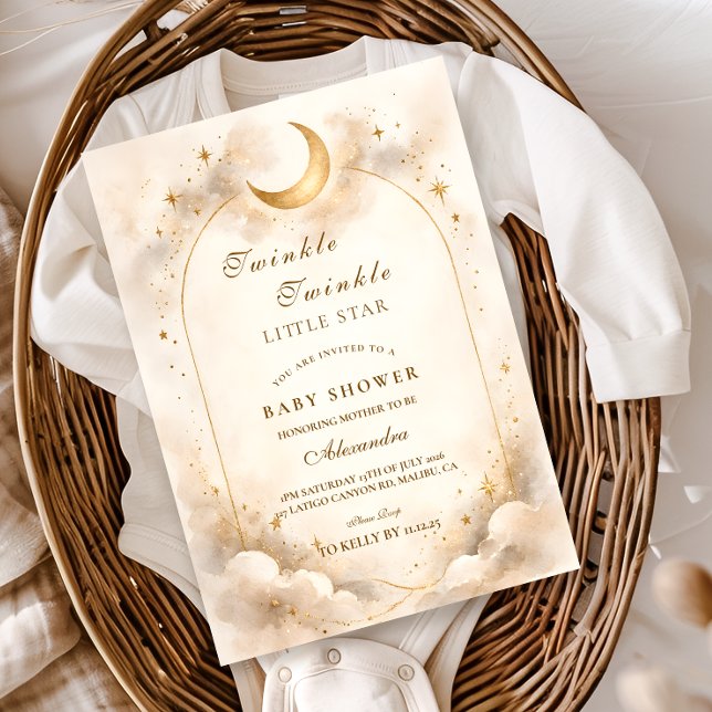 Elegant Neutral Starry Baby Shower Inbjudningar (Skapare uppladdad)