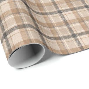Elegant neutral tartan-rutig jul presentpapper