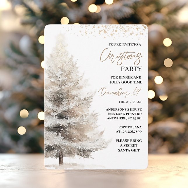 Elegant Neutral Watercolor Christmas Inbjudningar (Skapare uppladdad)