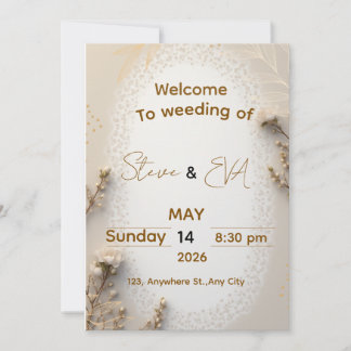 Elegant Neutral Wedding Invitation in Brown & Beig Inbjudningar