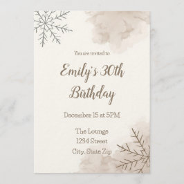 Elegant Neutral Winter 30th Birthday Invitation Inbjudningar