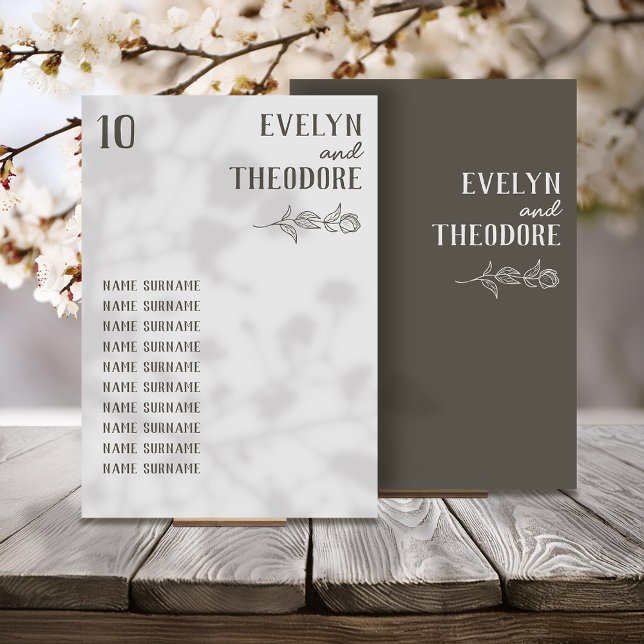 Elegant Neutralt Art Flower Bröllop Bordsnummer (Skapare uppladdad)