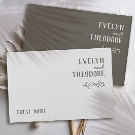 Elegant Neutralt Art Flower Bröllop Gästböcker