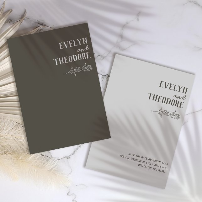 Elegant Neutralt Art Flower Bröllop Spara Datumet (Skapare uppladdad)