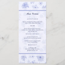 Elegant Neutralt Blåa blommor Guest Namn Middag