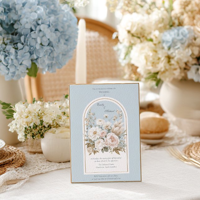 Elegant Neutralt Blommigt Arch Wedding bjudande Inbjudningar (Skapare uppladdad)