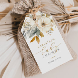 Elegant Neutralt Blommigt Baby i babyskor för blom Presentetikett