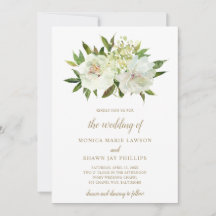 Elegant Neutralt Blommigt White Ivory Guld Bröllop