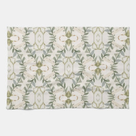 Elegant neutralt blommönster kökshandduk