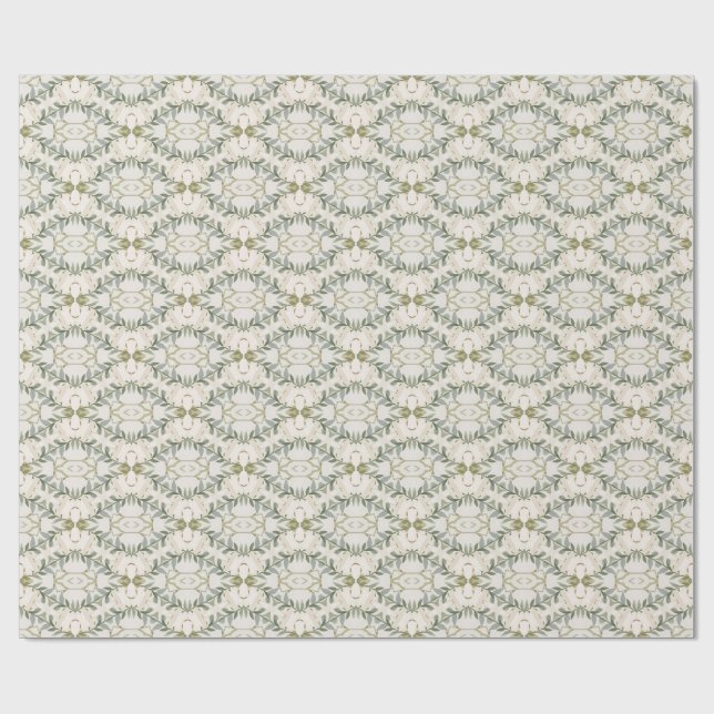 Elegant neutralt blommönster presentpapper (Platt)