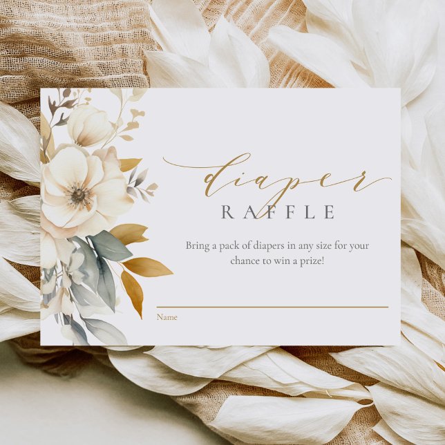 Elegant Neutralt Blommor Babykläder Slagare Raffle Tilläggskort (Skapare uppladdad)