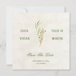 Elegant Neutralt Cream Grönt Rustic Spara datum Inbjudningar