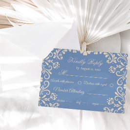 Elegant Neutralt Dusty Blue Bröllop OSA Kort