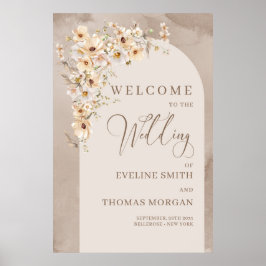 Elegant neutralt, elfenbensvit blomma bröllop välk poster