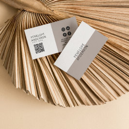 Elegant Neutralt Grått Minimalistisk QR-kodmodern Visitkort