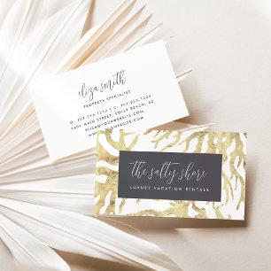 Elegant Neutralt Guld Oceanen Visitkort