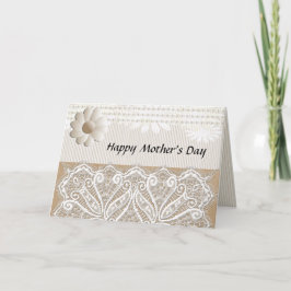 Elegant Neutralt Lacy Mors dag Card Helgkort