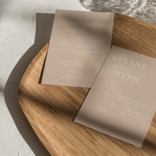 Elegant Neutralt Minimalist Boho Bröllop Inbjudningar