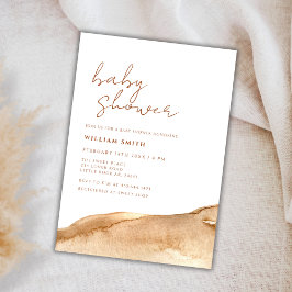 Elegant Neutralt Terracotta Abstrakt Baby Shower Inbjudningar