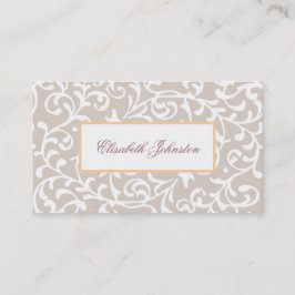 Elegant Neutralt Tone Damask Feminine Blommigt Visitkort