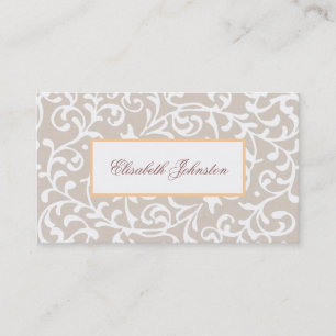 Elegant Neutralt Tone Damask Feminine Blommigt Visitkort