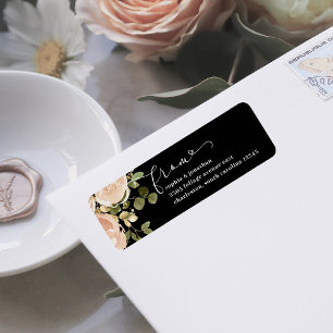 Elegant Neutralt Vattenfärg och Guld Blommigt Bröl Returadress Etikett
