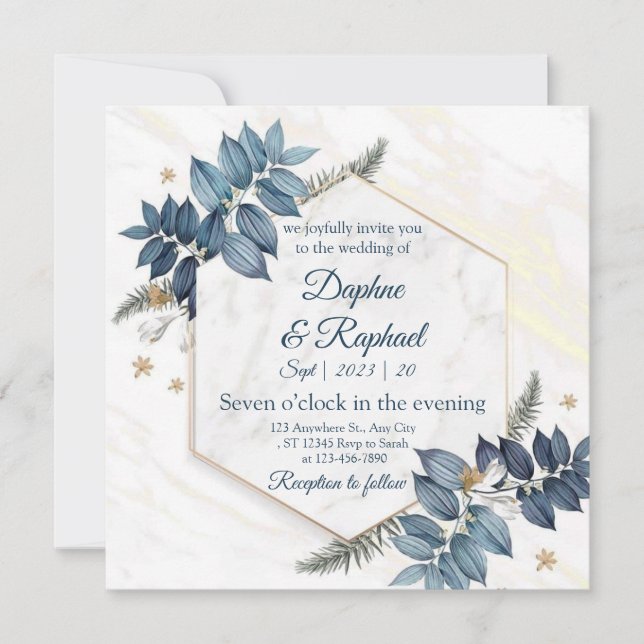 Elegant Neutralt Vattenfärgen Blommigt Bröllop | G Inbjudningar (Framsida)