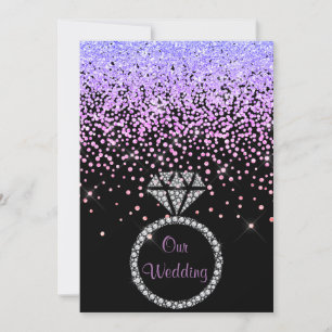 ELEGANT New crystal Diamond bröllop lilac Inbjudningar