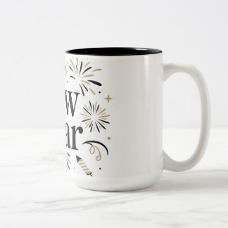 Elegant New Year Celebration Mug Design Två-Tonad Mugg