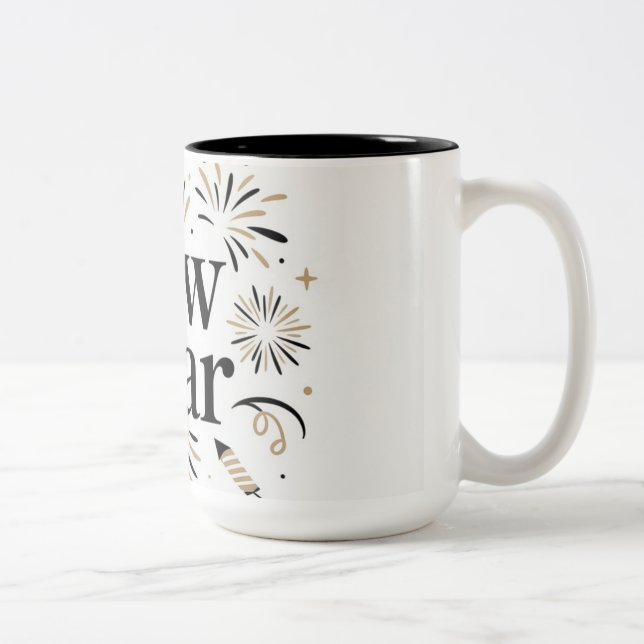 Elegant New Year Celebration Mug Design Två-Tonad Mugg (Höger)