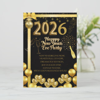 Elegant New Year Eve Party Invitation Card Inbjudningar