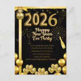 Elegant New Year Eve Party Invitation Card Vykort