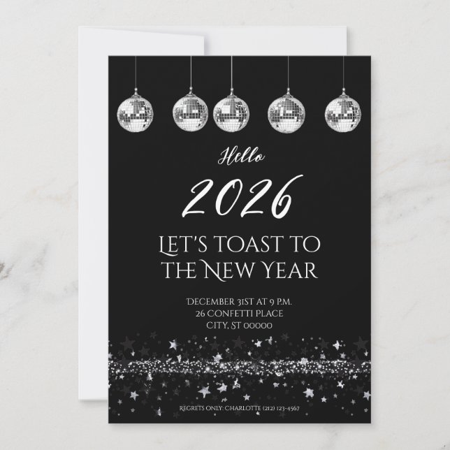 Elegant New Year’s Eve Party Invitation Inbjudningar (Framsida)