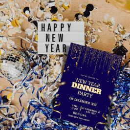 Elegant New Year's Eve Dinner Party Invitation Inbjudningar