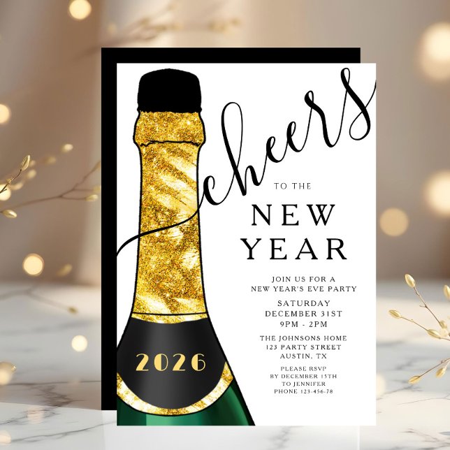 Elegant New Year's Eve Party Inbjudningar (Elegant New Year's Eve Party Invitation)