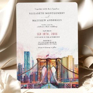 Elegant New York City Skyline Brooklyn Bridge Inbjudningar