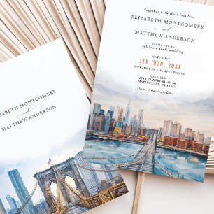 Elegant New York City Skyline Brooklyn Bridge Inbjudningar