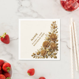 Elegant New York Rose Gold Blommig Bröllopsservett Pappersservett