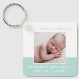 Elegant Newborn Baby Photo Teal Keepie Gift Nyckelring