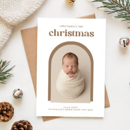 Elegant Newborn Baby's First Christmas Arch Photo Julkort