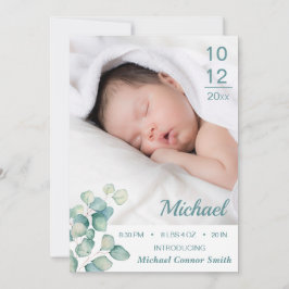 Elegant Newborn Birth Stats Photo Card Meddelande