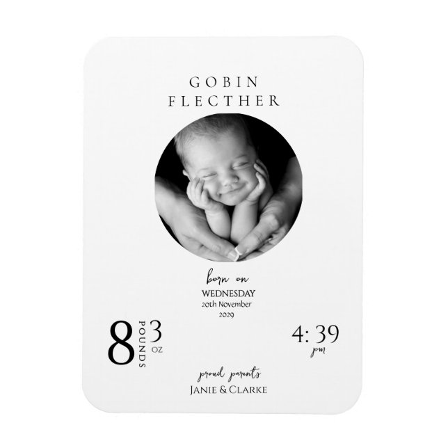 Elegant Newborn Details and Photo Birth  Magnet (Vertikal)