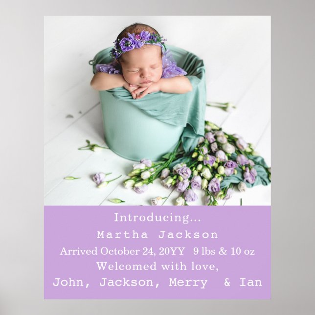 Elegant Newborn Girl Birth Nursery Nyfödd bebis Ph Poster (Framsidan)