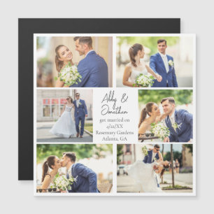 Elegant Newlyged Photo Bröllop Announcement Magnet