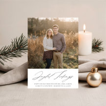 Elegant Newlywed Joyful Tidings Christmas Photo